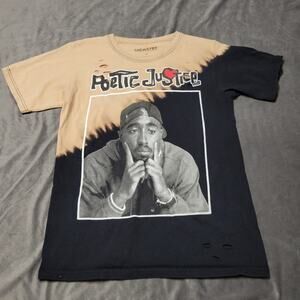 Tupac Chemistry Poetic Justice Shirt Mens Small Black Bleach Dye Distressed  Top